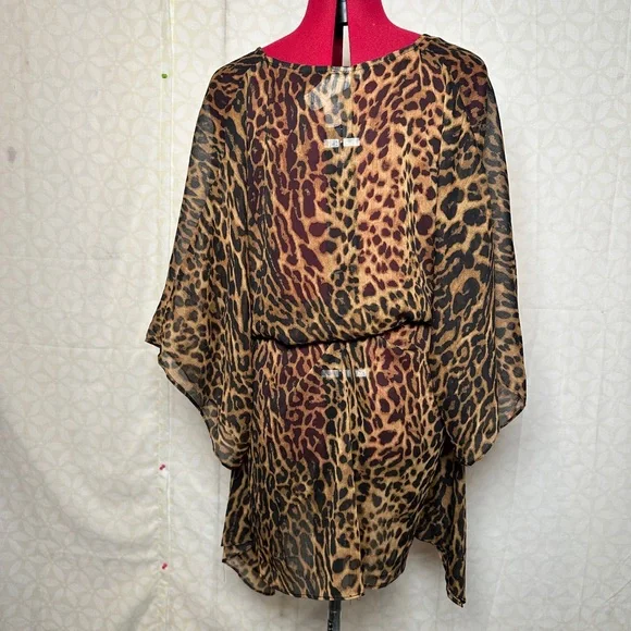 Lauren Ralph Lauren Leopard Print Tunic Swim Cover-Up S/M - Picture 7 of 7